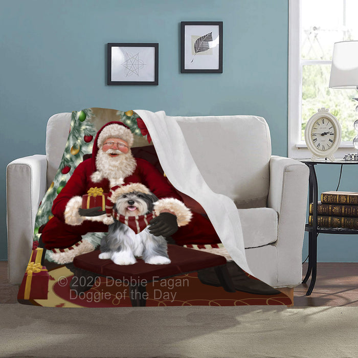 Santa's Christmas Surprise Malti Tzu Dog Blanket BLNKT142288
