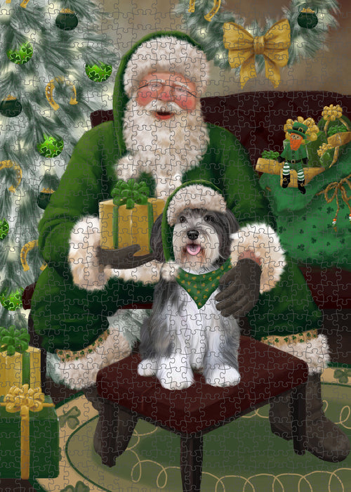 Christmas Irish Santa with Gift and Malti Tzu Dog Puzzle with Photo Tin PUZL100468