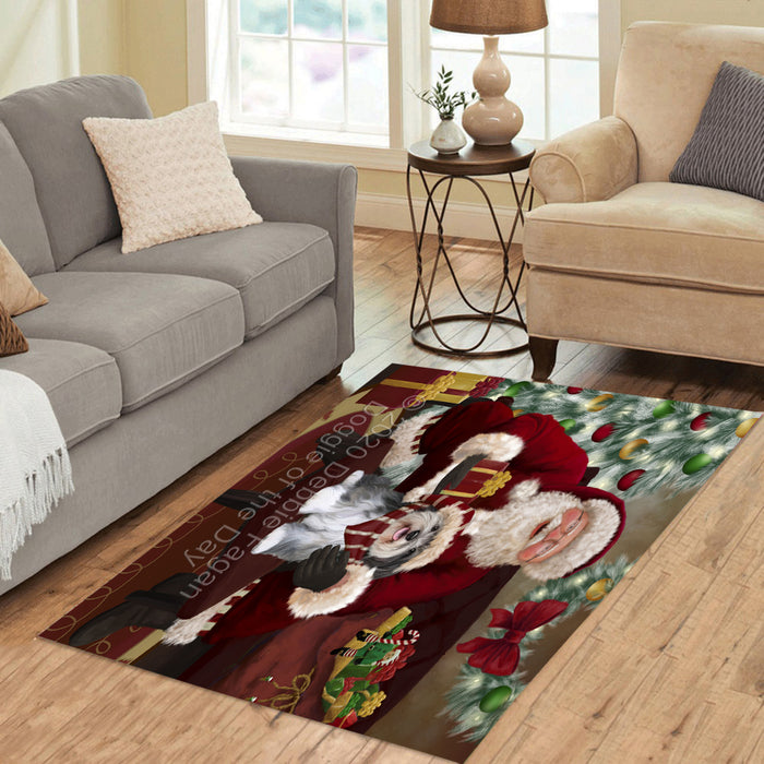 Santa's Christmas Surprise Malti Tzu Dog Polyester Living Room Carpet Area Rug ARUG67636