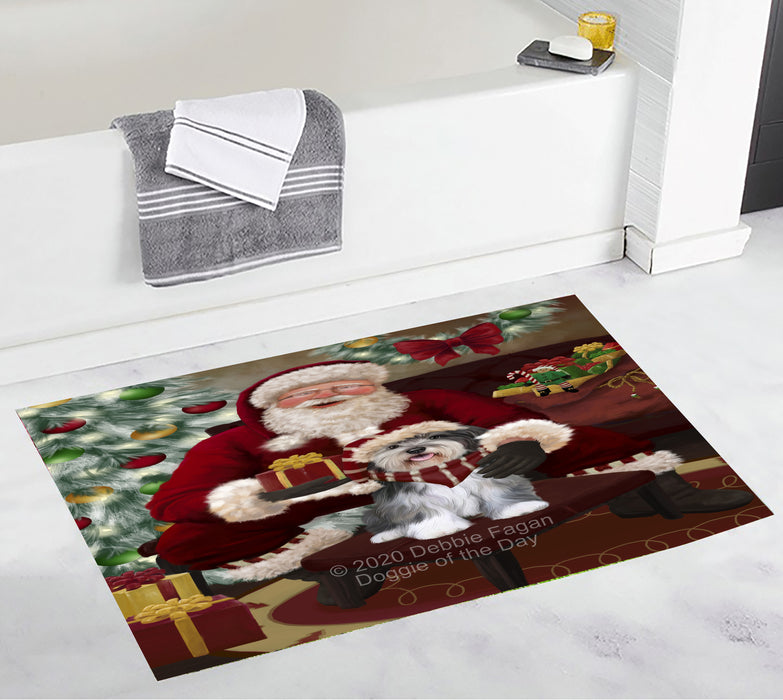 Santa's Christmas Surprise Malti Tzu Dog Bathroom Rugs with Non Slip Soft Bath Mat for Tub BRUG55531
