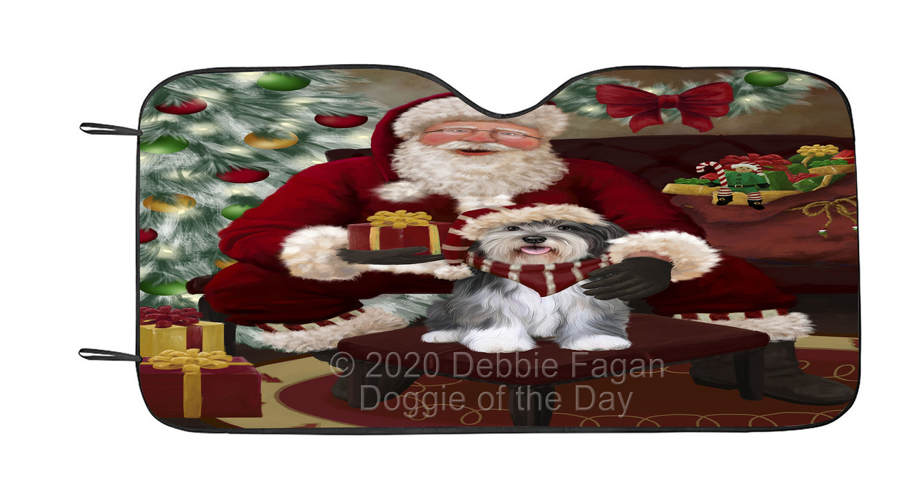 Santa's Christmas Surprise Malti Tzu Dog Car Sun Shade Cover Curtain