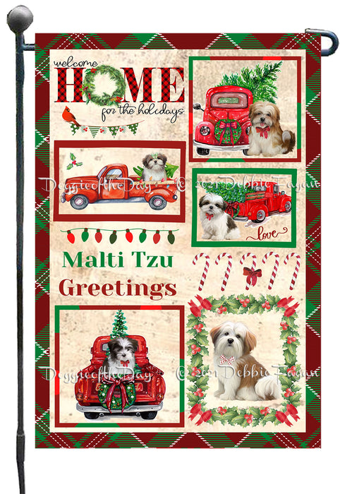 Welcome Home for Christmas Holidays Malti Tzu Dogs Garden Flag GFLG67024