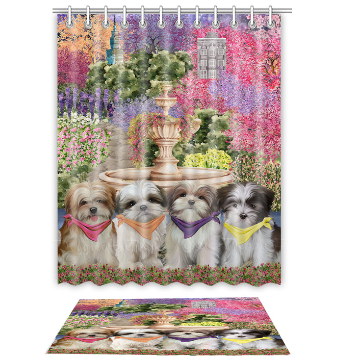 Malti Tzu Shower Curtain & Bath Mat Set - Explore a Variety of Custom Designs - Personalized Curtains with hooks and Rug for Bathroom Decor - Dog Gift for Pet Lovers