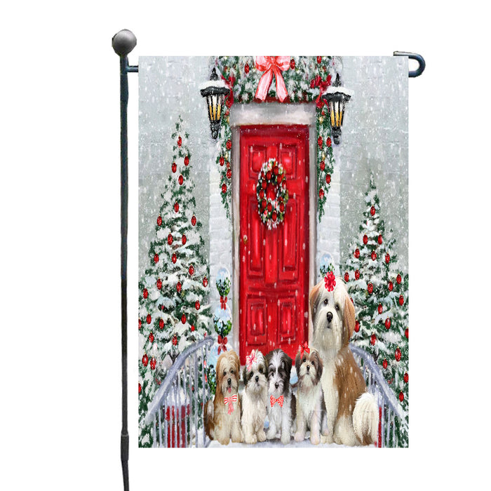 Christmas Holiday Welcome Malti Tzu Dogs Garden Flags- Outdoor Double Sided Garden Yard Porch Lawn Spring Decorative Vertical Home Flags 12 1/2"w x 18"h
