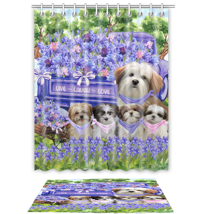 Malti Tzu Shower Curtain & Bath Mat Set - Explore a Variety of Custom Designs - Personalized Curtains with hooks and Rug for Bathroom Decor - Dog Gift for Pet Lovers