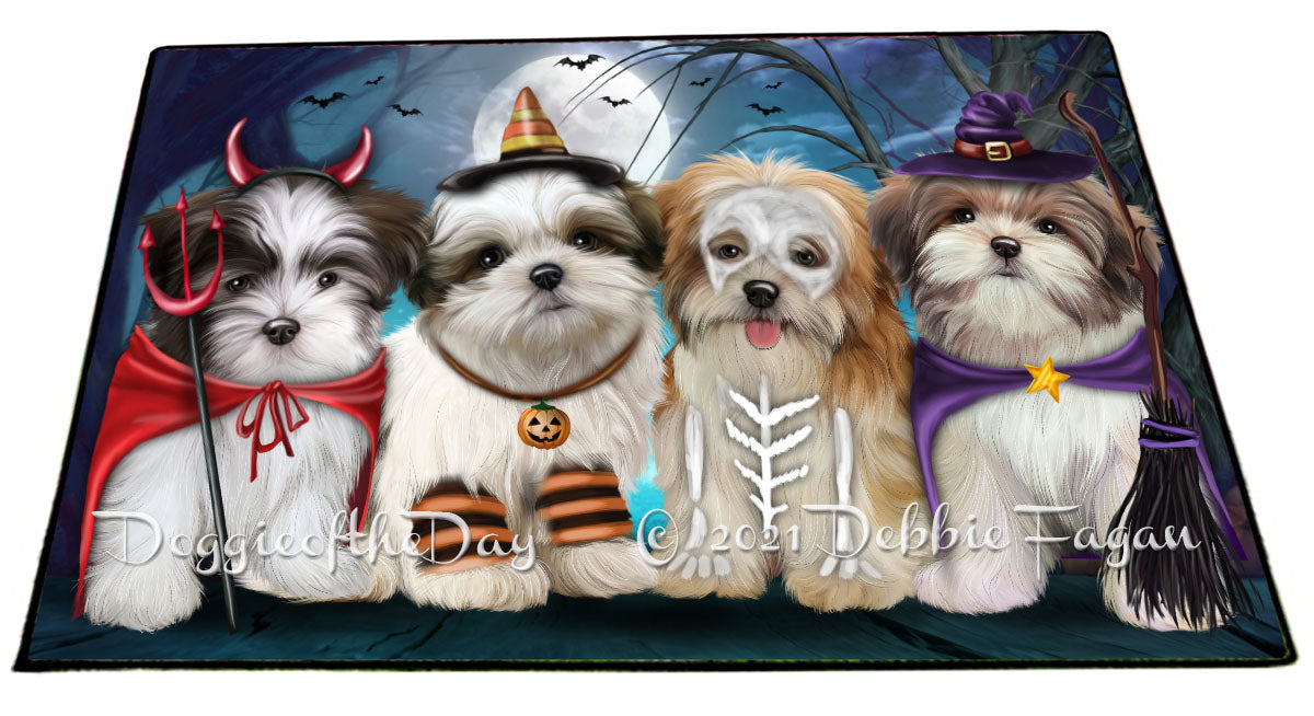 Happy Halloween Trick or Treat Malti Tzu Dogs Indoor/Outdoor Welcome Floormat - Premium Quality Washable Anti-Slip Doormat Rug FLMS58408