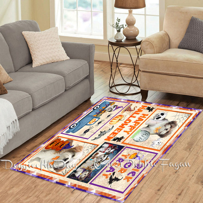 Happy Halloween Trick or Treat Malti Tzu Dogs Polyester Living Room Carpet Area Rug ARUG65774