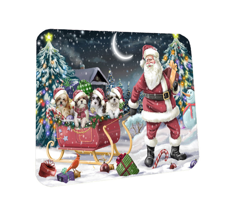 Christmas Santa Sled Malti tzu Dogs Coasters Set of 4 CSTA58444