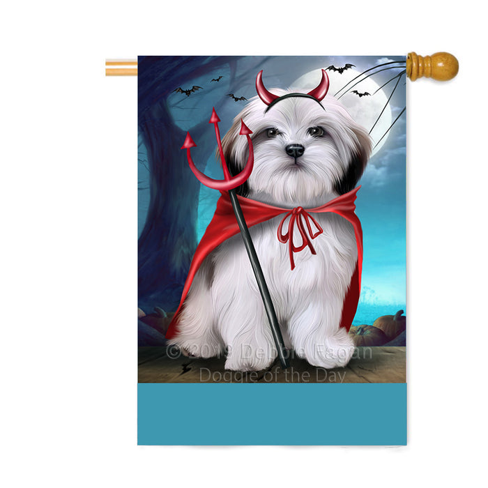 Personalized Happy Halloween Trick or Treat Malti Tzu Dog Devil Custom House Flag FLG64168