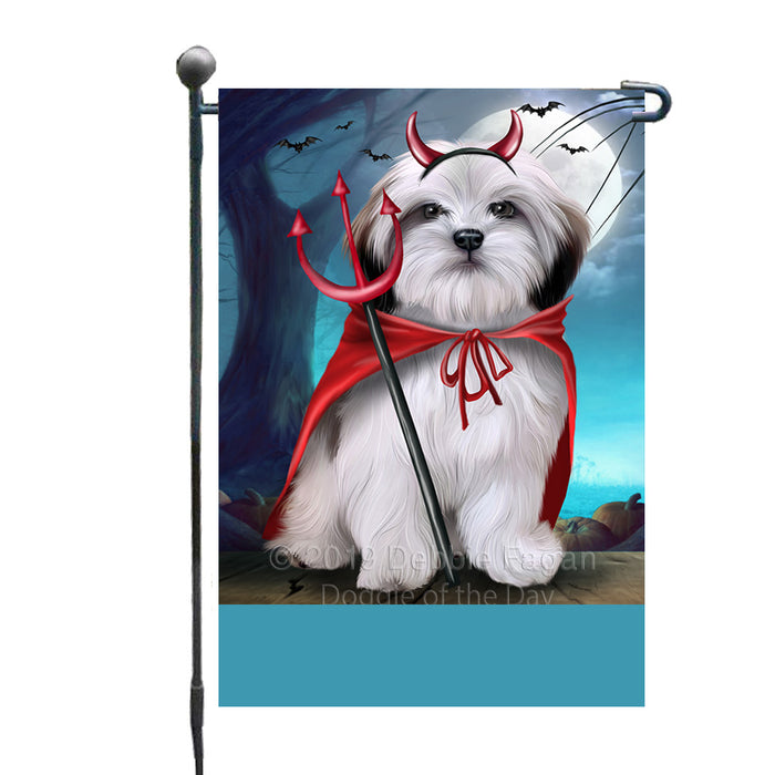 Personalized Happy Halloween Trick or Treat Malti Tzu Dog Devil Custom Garden Flag GFLG64477