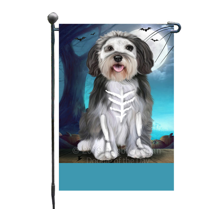 Personalized Happy Halloween Trick or Treat Malti Tzu Dog Skeleton Custom Garden Flag GFLG64532