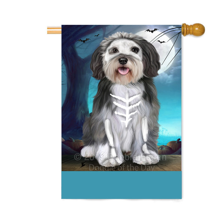Personalized Happy Halloween Trick or Treat Malti Tzu Dog Skeleton Custom House Flag FLG64223