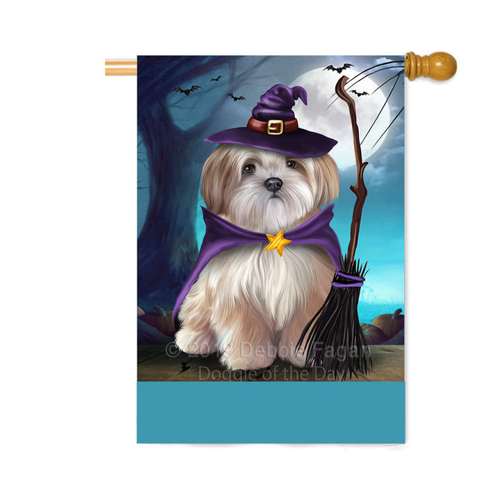 Personalized Happy Halloween Trick or Treat Malti Tzu Dog Witch Custom House Flag FLG64278