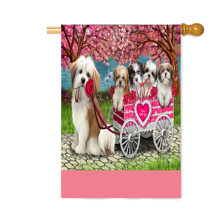 Personalized I Love Malti Tzu Dogs in a Cart Custom House Flag FLG-DOTD-A62224