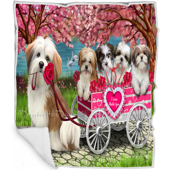 I Love Malti Tzus Dog in a Cart Blanket BLNKT49323