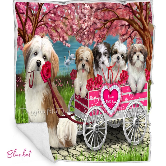 Mother's Day Gift Basket Malti Tzu Dogs Blanket, Pillow, Coasters, Magnet, Coffee Mug and Ornament