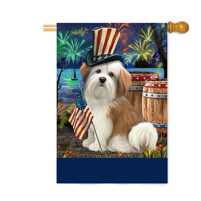 Personalized 4th of July Firework Malti Tzu Dog Custom House Flag FLG-DOTD-A58041