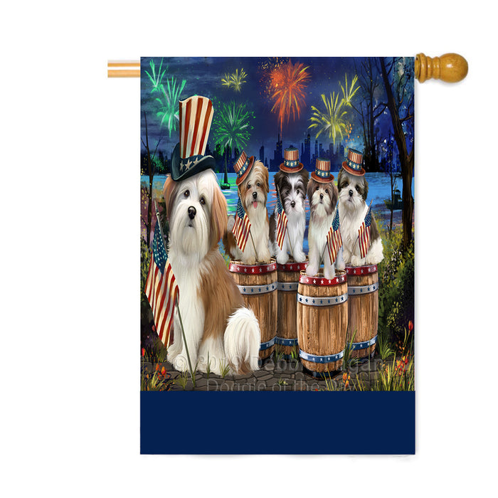 Personalized 4th of July Firework Malti Tzu Dogs Custom House Flag FLG-DOTD-A58042
