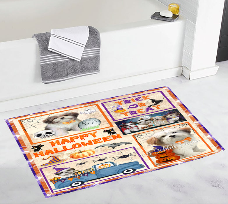 Happy Halloween Trick or Treat Malti Tzu Dogs Bathroom Rugs with Non Slip Soft Bath Mat for Tub BRUG54733