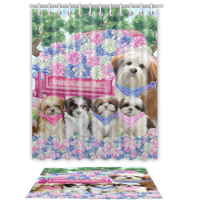 Malti Tzu Shower Curtain & Bath Mat Set - Explore a Variety of Personalized Designs - Custom Rug and Curtains with hooks for Bathroom Decor - Pet and Dog Lovers Gift