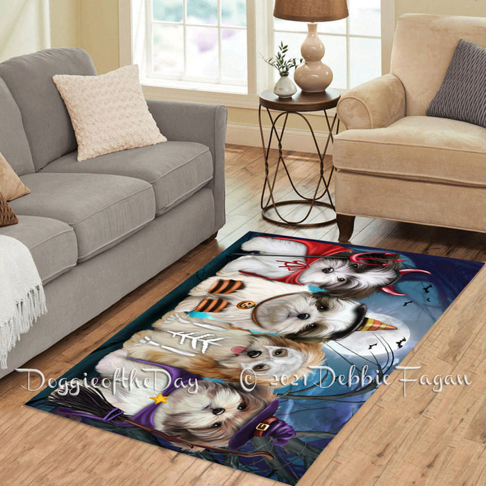 Happy Halloween Trick or Treat Malti Tzu Dogs Polyester Living Room Carpet Area Rug ARUG66320