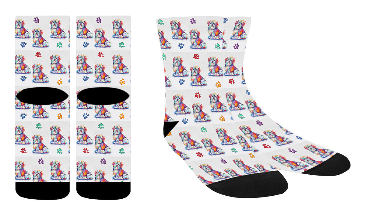 Watercolor Malti Tzu Dogs Women's Socks