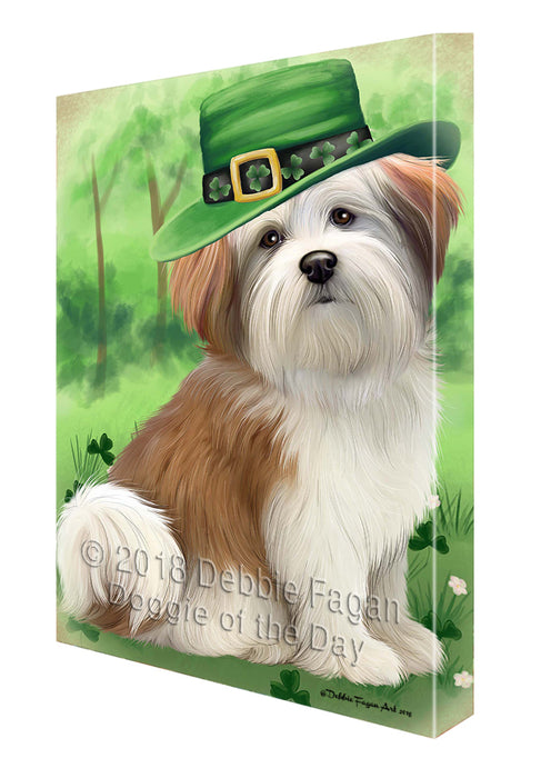 St. Patricks Day Irish Portrait Malti Tzu Dog Canvas Wall Art CVS55128