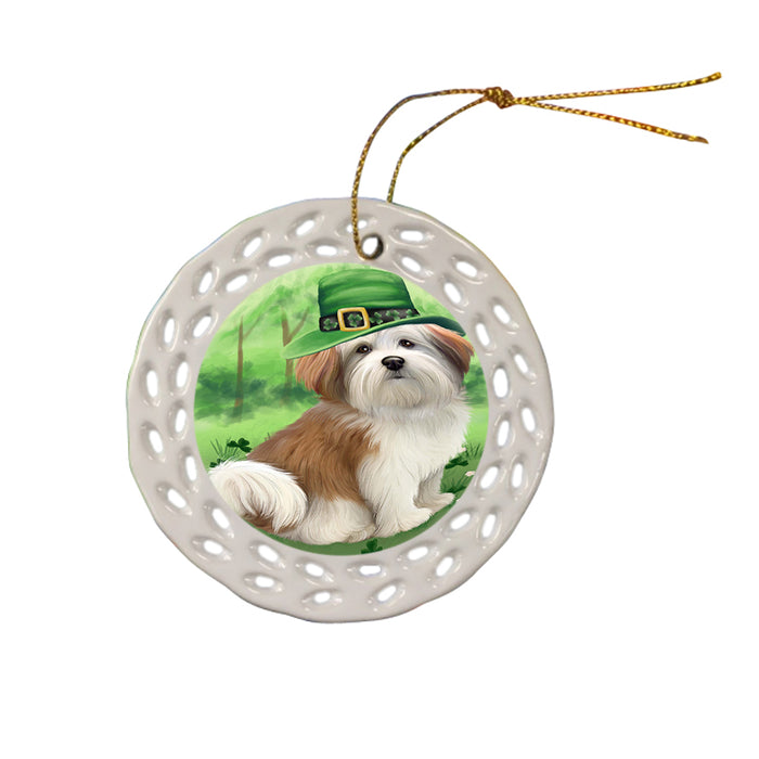 St. Patricks Day Irish Portrait Malti Tzu Dog Ceramic Doily Ornament DPOR48835