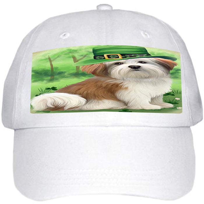 St. Patricks Day Irish Portrait Malti Tzu Dog Ball Hat Cap HAT50238