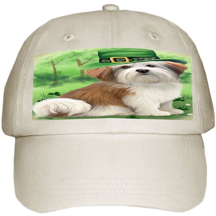 St. Patricks Day Irish Portrait Malti Tzu Dog Ball Hat Cap HAT50238