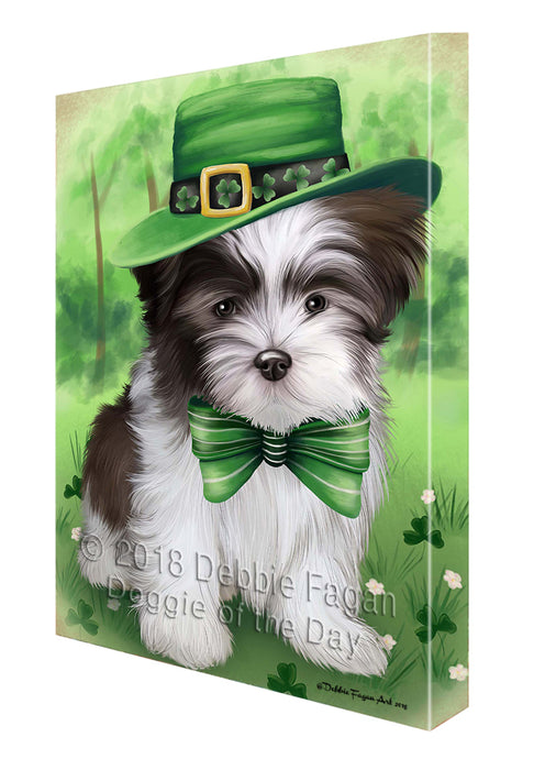St. Patricks Day Irish Portrait Malti Tzu Dog Canvas Wall Art CVS55137
