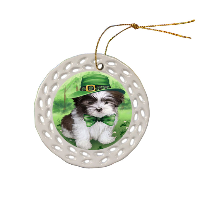St. Patricks Day Irish Portrait Malti Tzu Dog Ceramic Doily Ornament DPOR48836