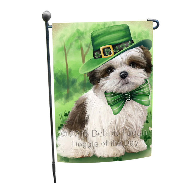 St. Patricks Day Irish Portrait Malti Tzu Dog Garden Flag GFLG48746
