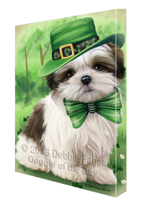 St. Patricks Day Irish Portrait Malti Tzu Dog Canvas Wall Art CVS55146
