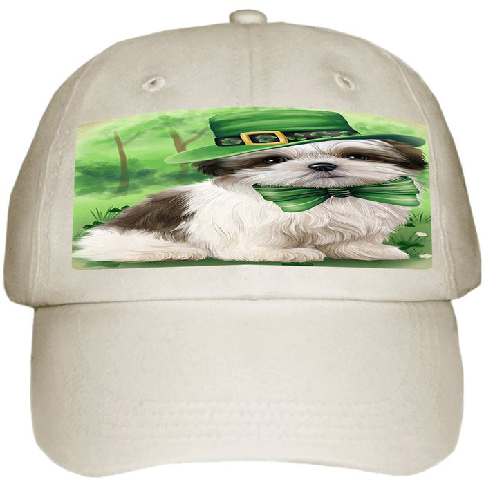 St. Patricks Day Irish Portrait Malti Tzu Dog Ball Hat Cap HAT50244