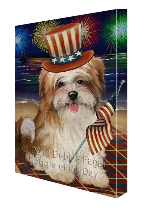 4th of July Independence Day Firework Malti Tzu Dog Canvas Wall Art CVS56091