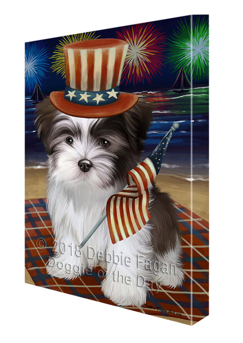 4th of July Independence Day Firework Malti Tzu Dog Canvas Wall Art CVS56100