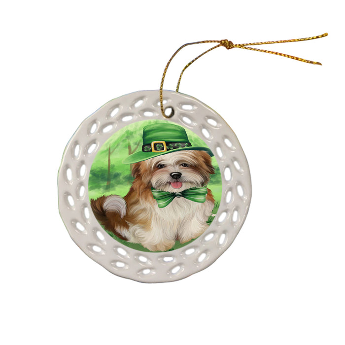 St. Patricks Day Irish Portrait Malti Tzu Dog Ceramic Doily Ornament DPOR48838