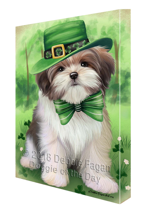 St. Patricks Day Irish Portrait Malti Tzu Dog Canvas Wall Art CVS55164