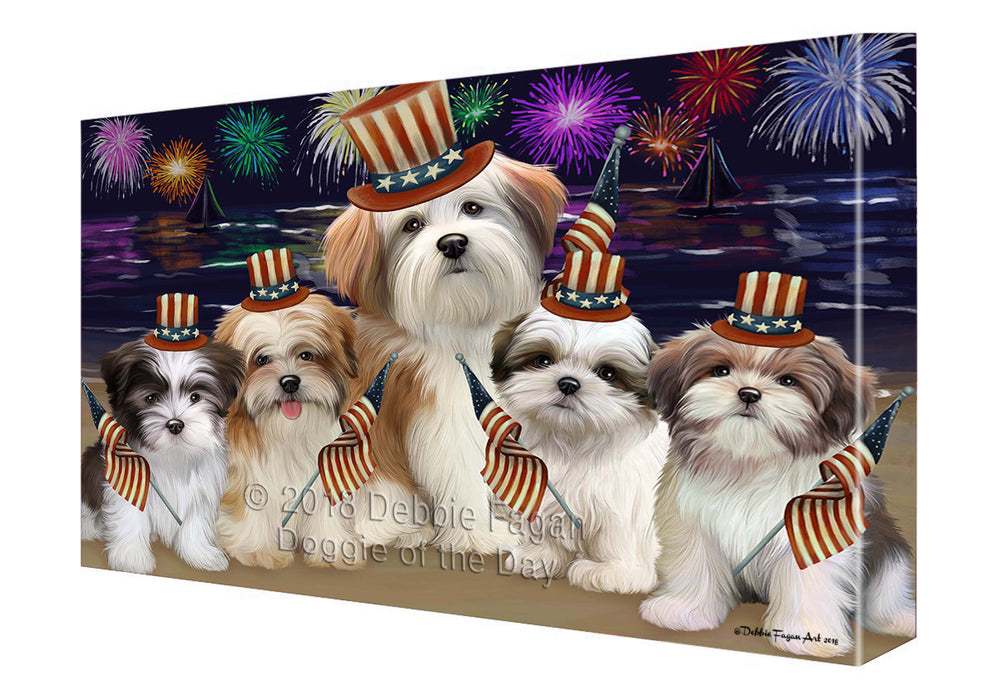4th of July Independence Day Firework Malti Tzus Dog Canvas Wall Art CVS56118
