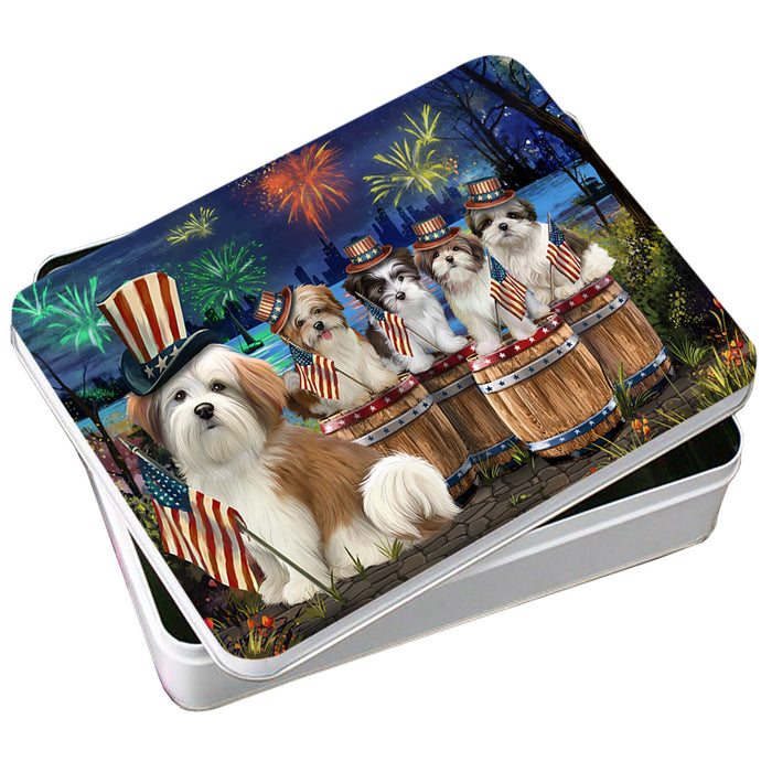 4th of July Independence Day Fireworks Malti Tzus at the Lake Photo Storage Tin PITN51043