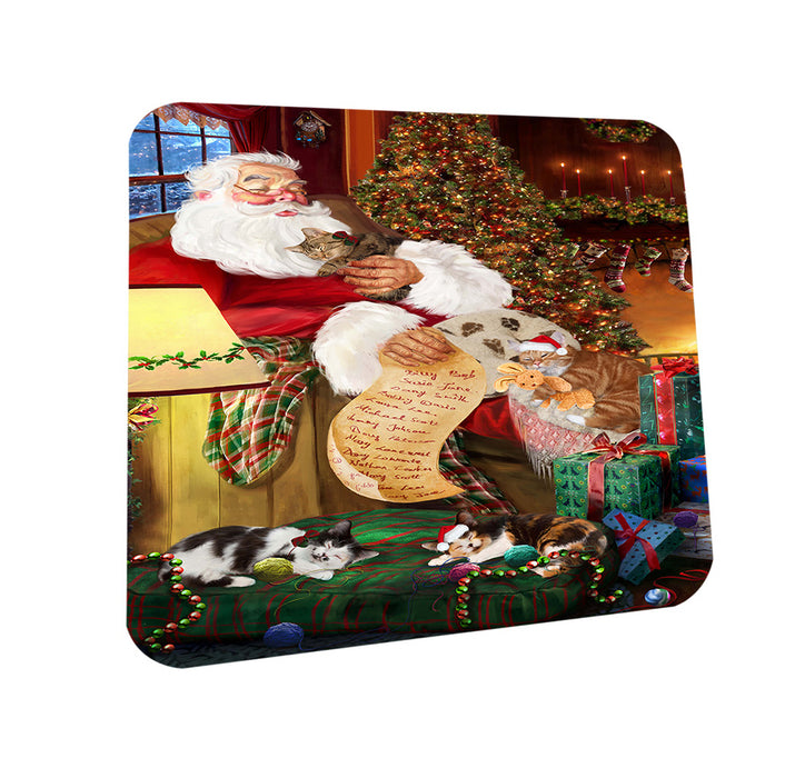 Santa Sleeping with Manx Cats Christmas Coasters Set of 4 CST52776