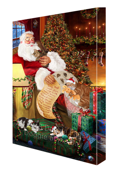 Santa Sleeping with Manx Cats Christmas Canvas Print Wall Art Décor CVS93203