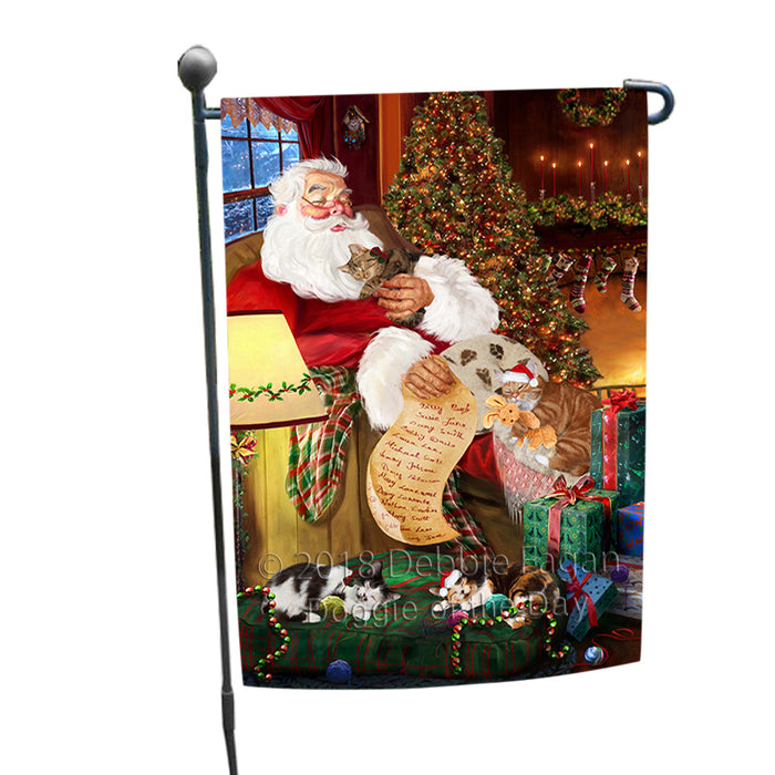 Santa Sleeping with Manx Cats Christmas Garden Flag GFLG52879