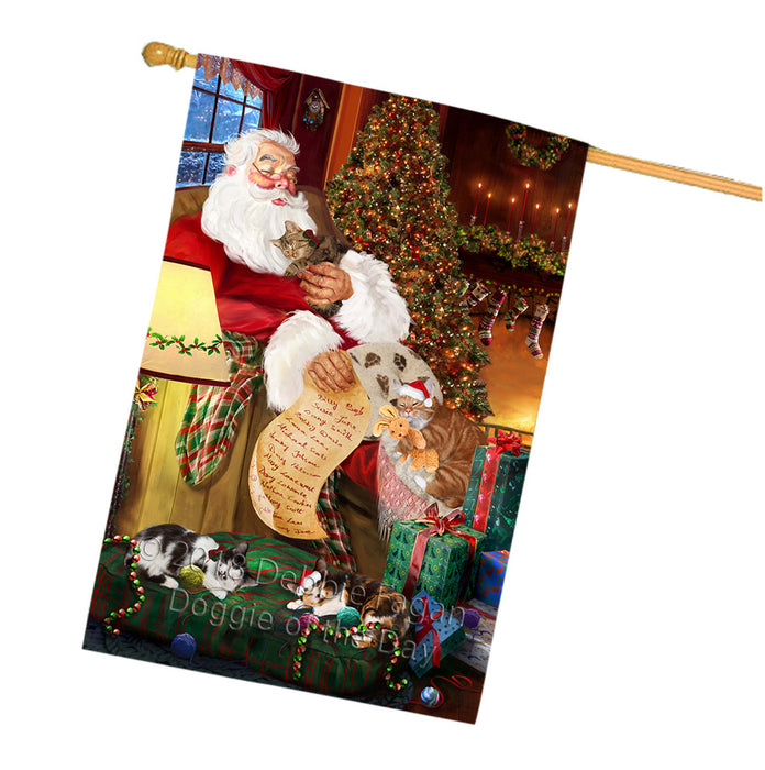 Santa Sleeping with Manx Cats Christmas House Flag FLG53015