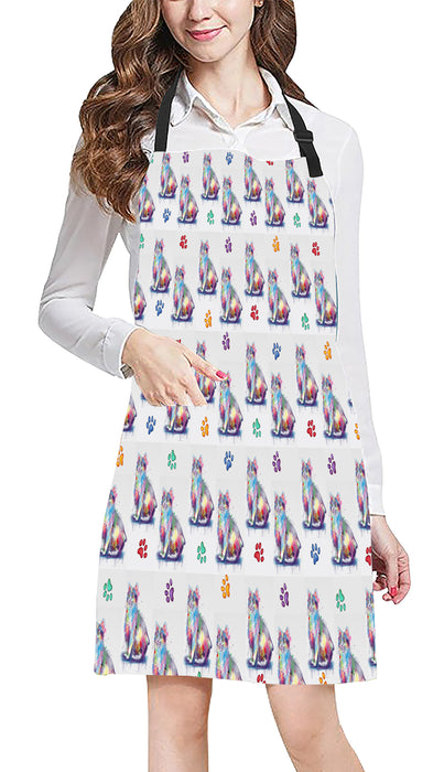 Watercolor Mini Manx Cats Apron