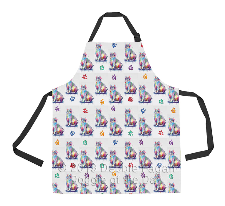 Watercolor Mini Manx Cats Apron