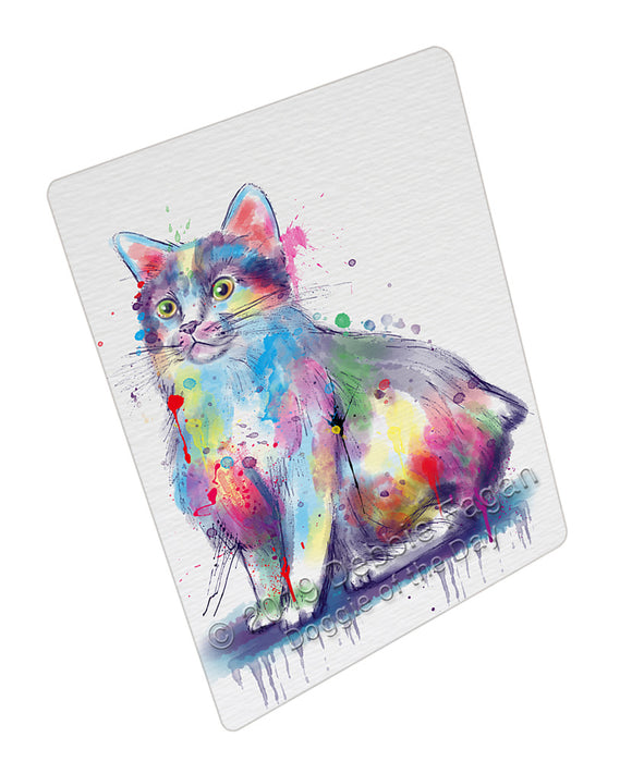 Watercolor Manx Cat Cutting Board - For Kitchen - Scratch & Stain Resistant - Designed To Stay In Place - Easy To Clean By Hand - Perfect for Chopping Meats, Vegetables