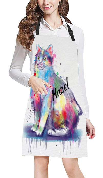 Custom Pet Name Personalized Watercolor Manx Cat Apron