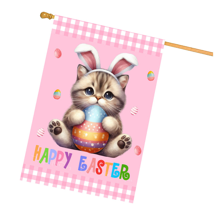 Manx Cat Easter Day House Flags with Multi Design - Double Sided Easter Festival Gift for Home Decoration  - Holiday Cats Flag Decor 28" x 40"